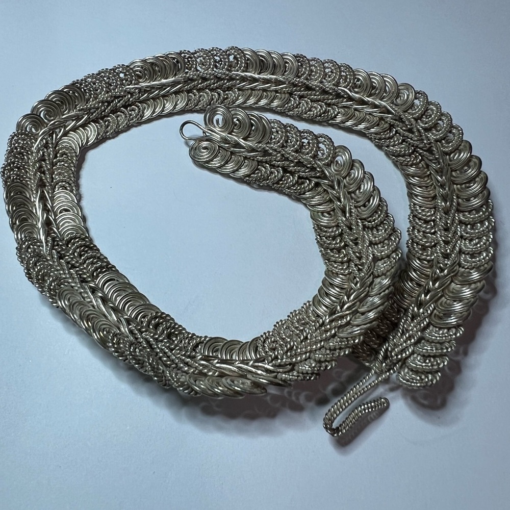 Vintage Silver Coil Wire Choker Collar Necklace 16in
